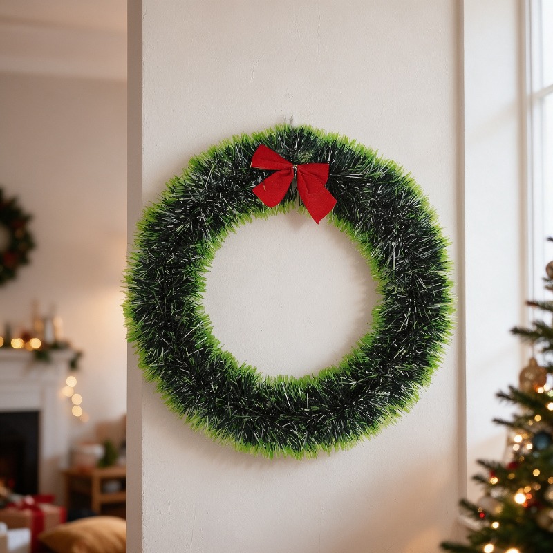 Tinsel Garland Decoration - Couronne de Noël simple en guirlande